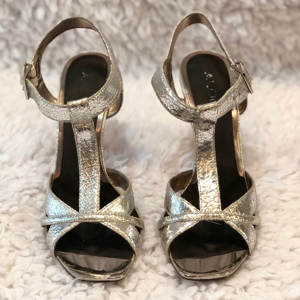 Silver T-Strap Sandal